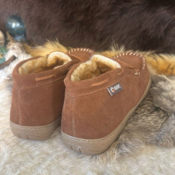 Men's Brown Suede Moccasin Slippers 10 (BL3) - Picture 3 of 4